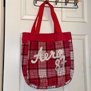 Aeropostale Plaid Lined Tote Bag